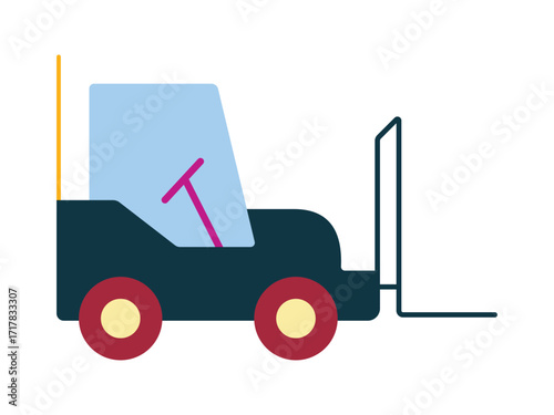 Modern forklift vehicle illustration. A colorful graphic symbol for industrial transport, freight, and warehouse equipment.