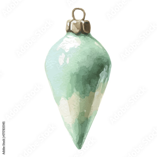 My Watercolor illustration, a set of cone-shaped Christmas ornaments isolated on a white background, illustration, AI painting design, vector set, eps format design