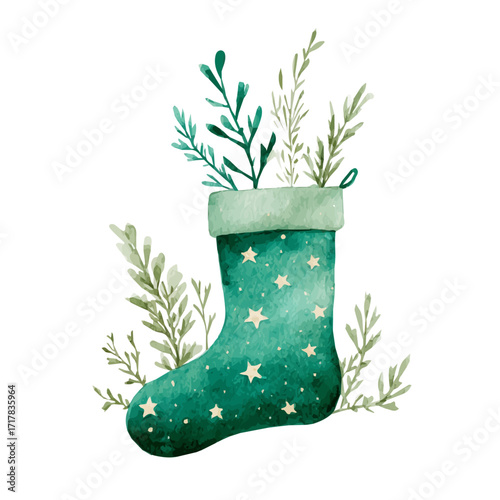 My Watercolor illustration, a set of decorative stocking isolated on a white background, illustration, AI painting design, vector set, eps format design
