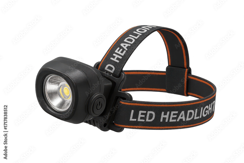 Obraz premium Modern LED headlamp isolated on a transparent backdrop, adaptable lighting