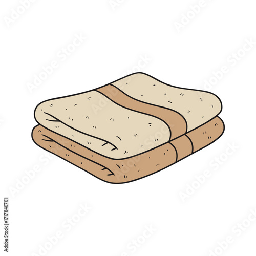 Bath Towel Illustration, Flat Design Style, Natural Colors, Isolated on White Background