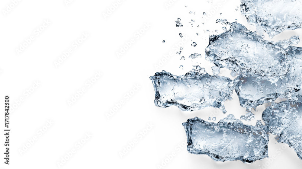 Fototapeta premium Ice Cubes Scattered on Transparent Background