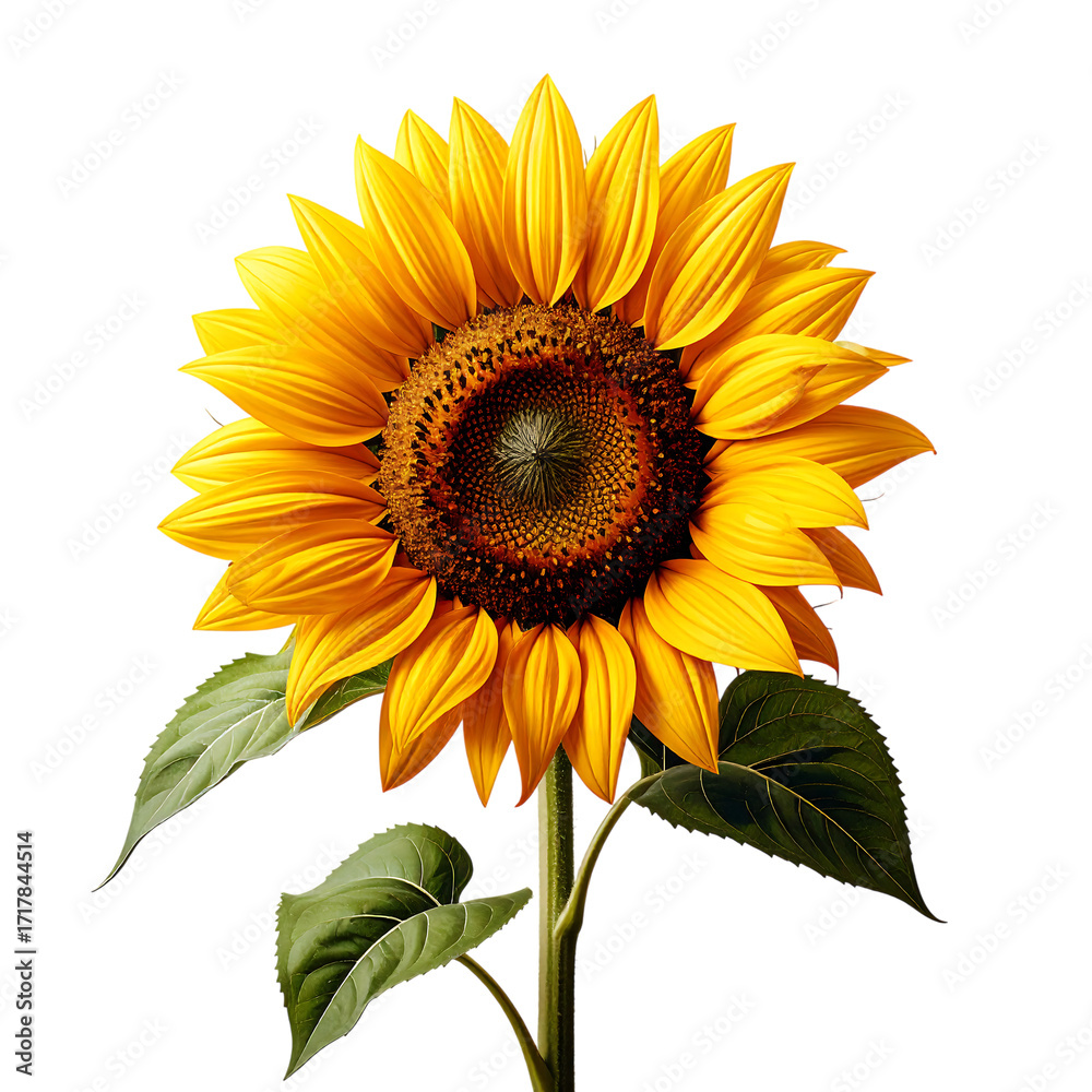 Naklejka premium Vibrant Sunflower with Dark Background yellow petals