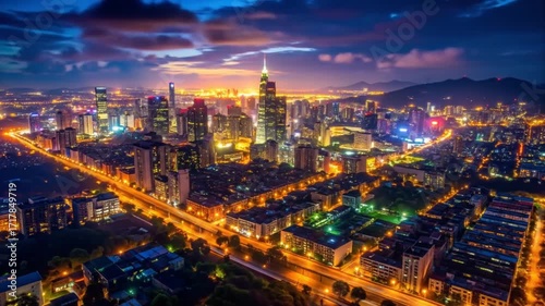 Wallpaper Mural Spectacular Aerial View of a Modern Metropolis Illuminated at Twilight Torontodigital.ca