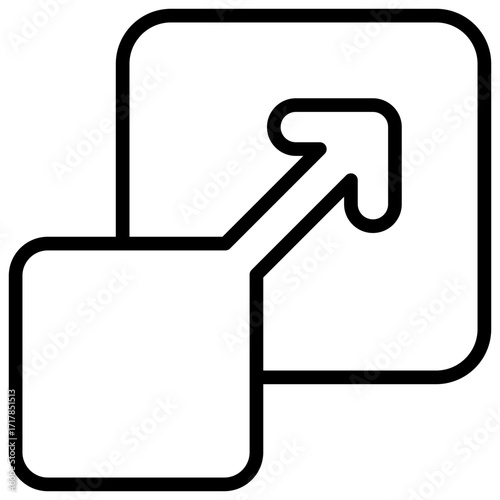 Growth Arrow Outline Icon Design Vector - Square with arrow pointing upward, symbolizing growth, progress, and business development
