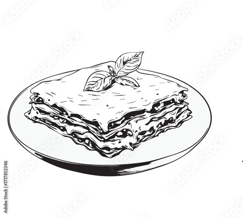 illustration of lasagna food on a plate
