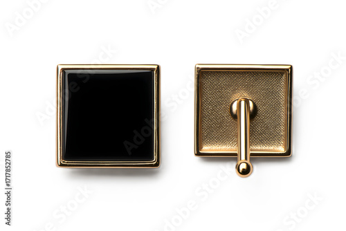 Elegant gold and black onyx square cufflinks offer a luxurious touch for formal wear, perfect for enhancing professional attire and special occasions.