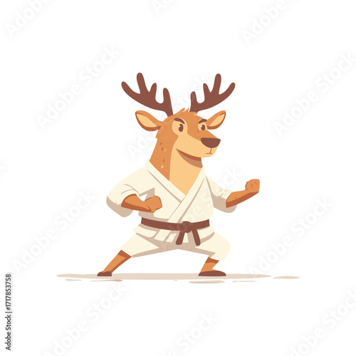 Funny Deer Judo Fighter