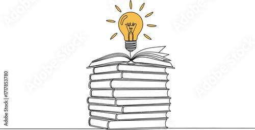 Books and lightbulb idea concept for education learning aditable