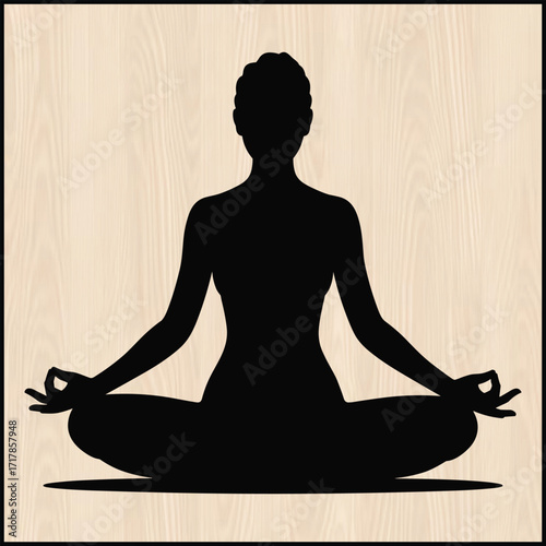 a woman practicing yoga in a calm pose like tree pose or lotus pose on beach