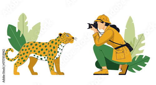 Capture The Moment: A Photographer Snapping A Picture Of A Beautiful Leopard In Nature