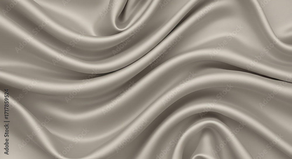 Fototapeta premium Champagne beige satin fabric with smooth flowing folds and silky texture