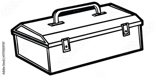 Classic metal toolbox with handle and latches