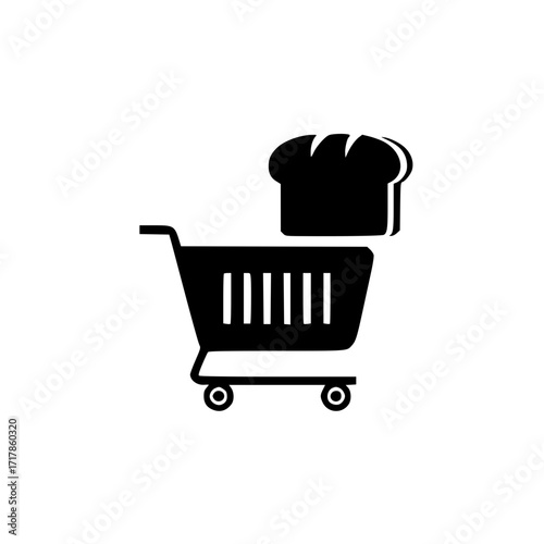 Bakery themed shopping cart with roti icon for artisan bread ecommerce and food store branding