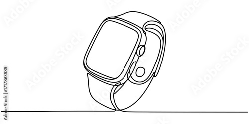 Minimalist sketch of a modern smartwatch with a band showing technological advancement vector