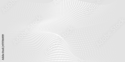 Dot white gray wave light technology texture background. Abstract big data digital concept. 3d rendering.