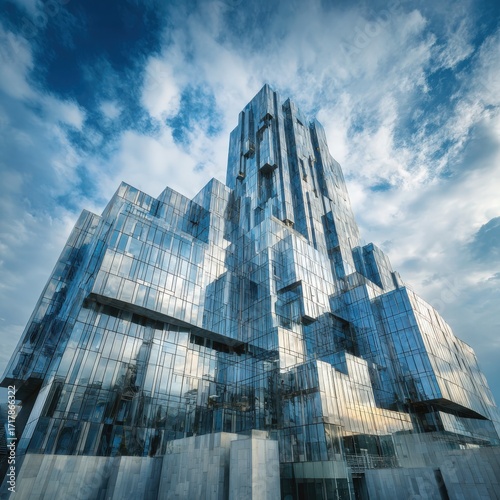 Glass Skyscraper with Angular Facade