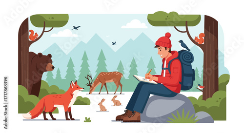 Inspired Artist Captures Nature's Beauty in Forest Glade Amongst Wildlife