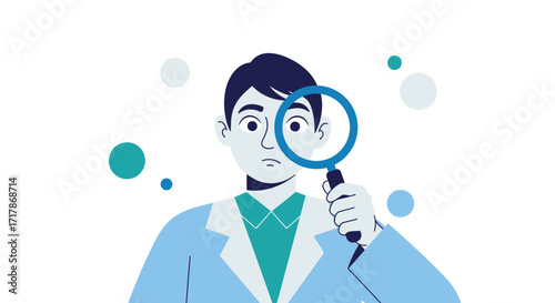 Investigative Analysis: Doctor Examining With Magnifying Glass, Searching For Information