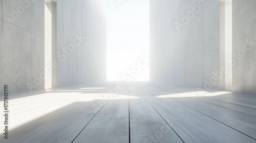 Modern concrete interior sunlight