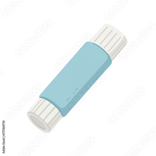 Light blue tube with ribbed white ends on white background