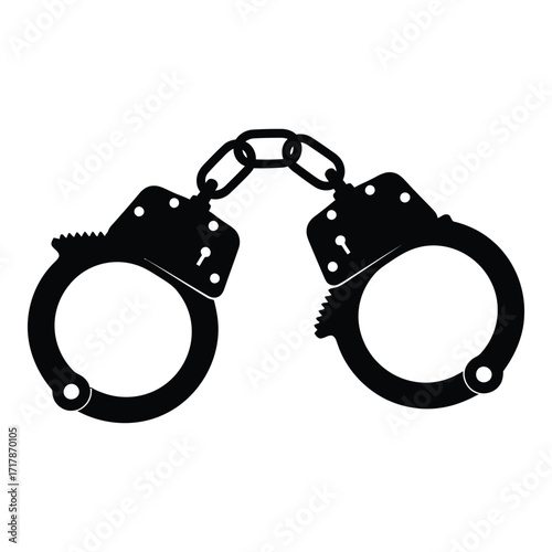 Black silhouette of handcuffs symbolizing arrest captivity and law enforcement justice silhouette
