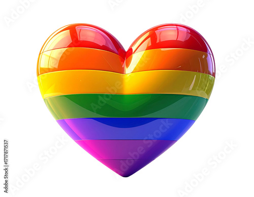 LGBT rainbow pride heart 3D cartoon illustration isolated on transparent background PNG