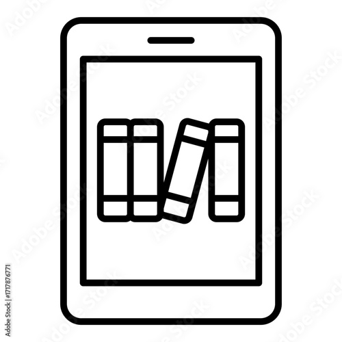 Digital library icon. Vector line icon
