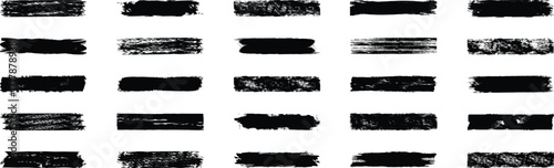 Brush strokes vector. Paintbrush collection. Freehand grunge brush illustration. Painted rectangles and long strokes. Black watercolor splatter, texture, frame and abstract background for social media