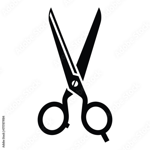 Open scissors symbol icon for cutting and crafting and hairdressing services silhouette