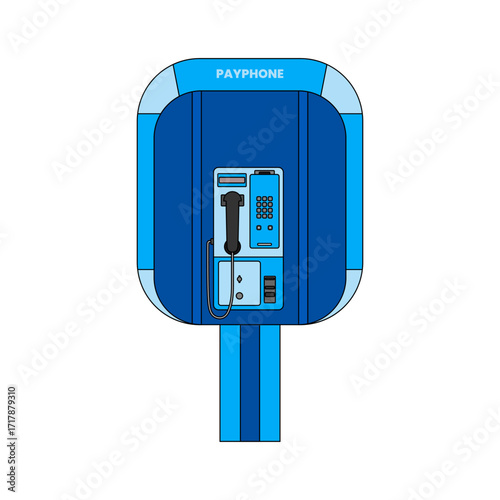 Flat lineal color vector of a payphone, bright retro 1990s communication device. Editable digital illustration.