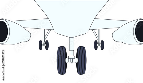 Close up Plane. Vector illustration of passenger airliner isolated transparent background. Perfect airplane ticket business banner, travel summer art template design. EPS 10
