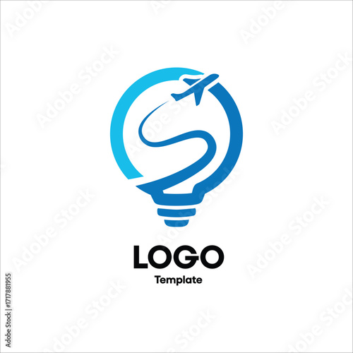 Airplane lightbulb icon with transparent background