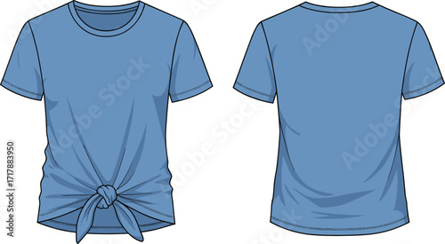 Women’s knotted front t-shirt, casual short sleeve top, trendy fashion tee, round neck design, stylish modern clothing, everyday comfortable wear