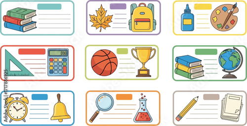 School supplies labels for kids name tags printable