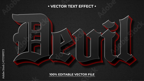 Editable Vector Text Effect Devil Gothic Font Dark Red Outline