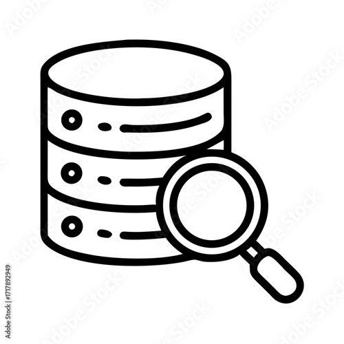 Database search icon vector illustration for data analysis and information retrieval concept design element