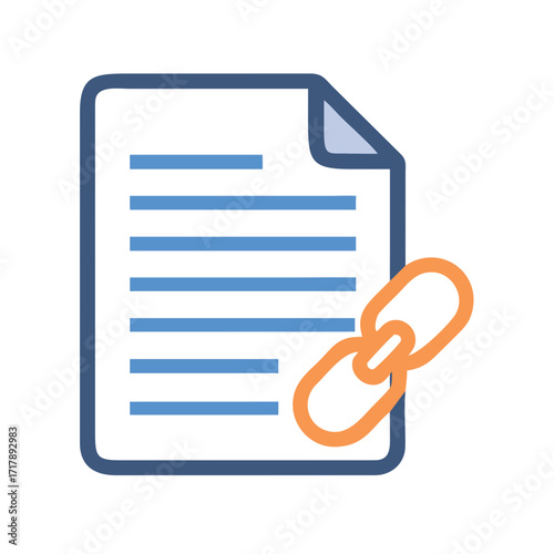Linked document file vector icon illustration for web design and mobile app development resource graphic asset