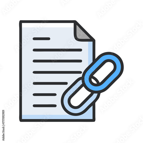 Linked document file attachment icon for website link building and file sharing content management system