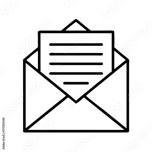 Open envelope with letter vector illustration for email marketing and direct mail campaign design concept