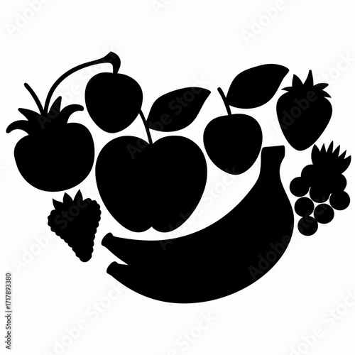 Fruit Frenzy Black Silhouette Vector