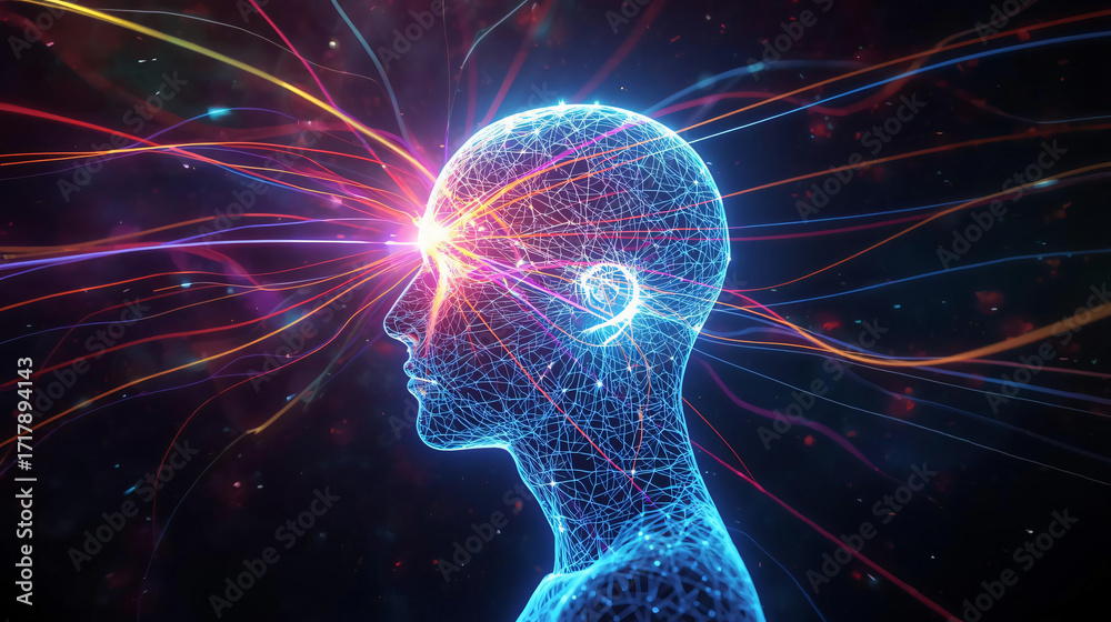 Fototapeta premium Brain Visualization Radiant Energy and Human Thought