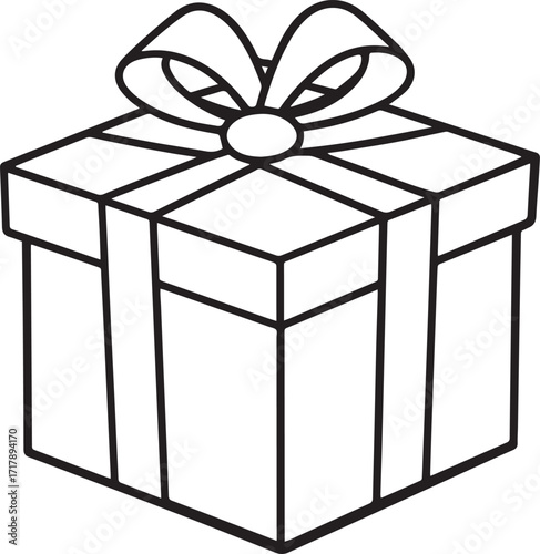 gift box outline vector illustration line art