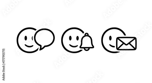 Smiley Face Icons Message, Notifications, Email