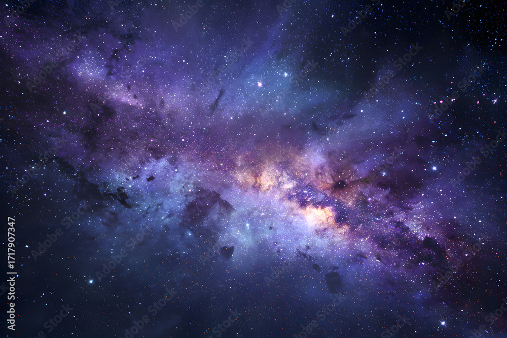 Fototapeta premium a galaxy with a bright purple center and a blue center