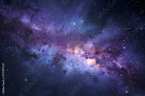 a galaxy with a bright purple center and a blue center