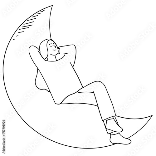 Young woman dreaming in the moon