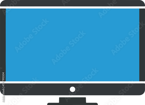 Vector Illustration of a Modern Flat Design Computer Monitor with Blue Screen