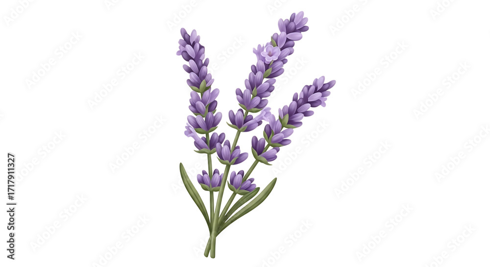 Obraz premium A delicate sprig of purple lavender flowers with green stems isolated on a stark black background evoking a sense of natural beauty and tranquility