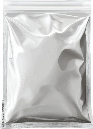 Blank Silver Foil Packaging Pouch with Horizontal Stripes metallic